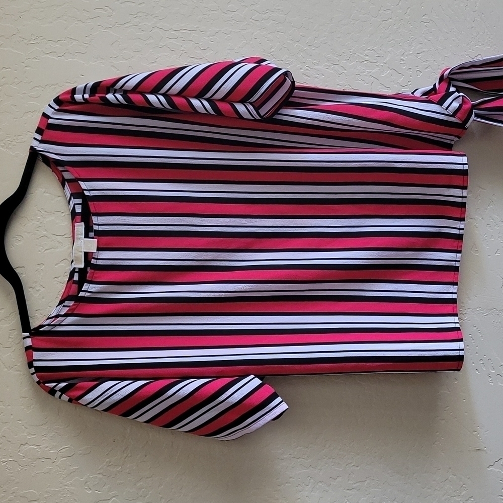 Michael Michael Kors pink black white Striped blouse M